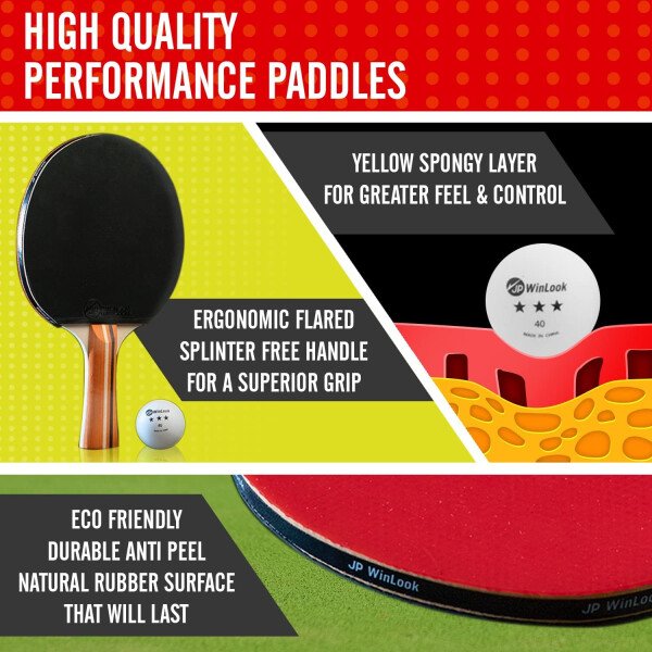 JP WinLook Juegos de palas de ping pong, juego de paletas de tenis de mesa portátil con palas de ping pong, estuche profesional y pelotas de ping pong. Juego de raqueta de tenis de mesa premium para - Imagen 11