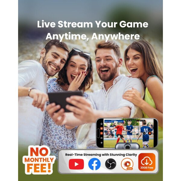 Chameleon AI Auto Sports Action Camera - Cámara de fútbol 4K 60FPS y cámara de seguimiento de baloncesto para deportes de equipo, transmisión en vivo, sin suscripción, funciona con iOS y - Image 4