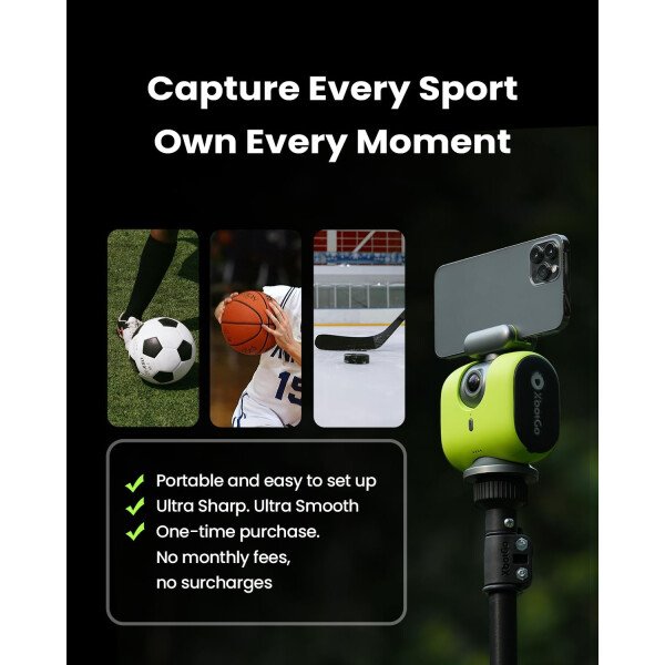 Chameleon AI Auto Sports Action Camera - Cámara de fútbol 4K 60FPS y cámara de seguimiento de baloncesto para deportes de equipo, transmisión en vivo, sin suscripción, funciona con iOS y - Image 8