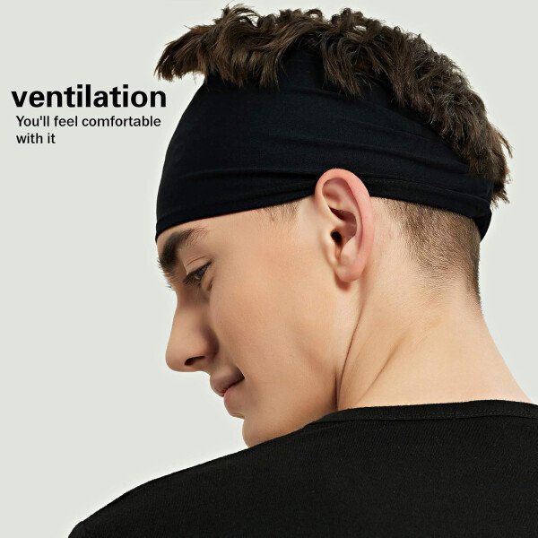 Diademas deportivas para hombres (paquete de 5), diadema de entrenamiento que absorbe la humedad, diademas para correr, ciclismo, fútbol, yoga, banda para el cabello para mujeres y hombres - Imagen 4