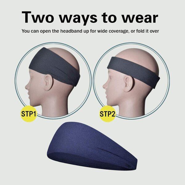 Diademas deportivas para hombres (paquete de 5), diadema de entrenamiento que absorbe la humedad, diademas para correr, ciclismo, fútbol, yoga, banda para el cabello para mujeres y hombres - Imagen 6