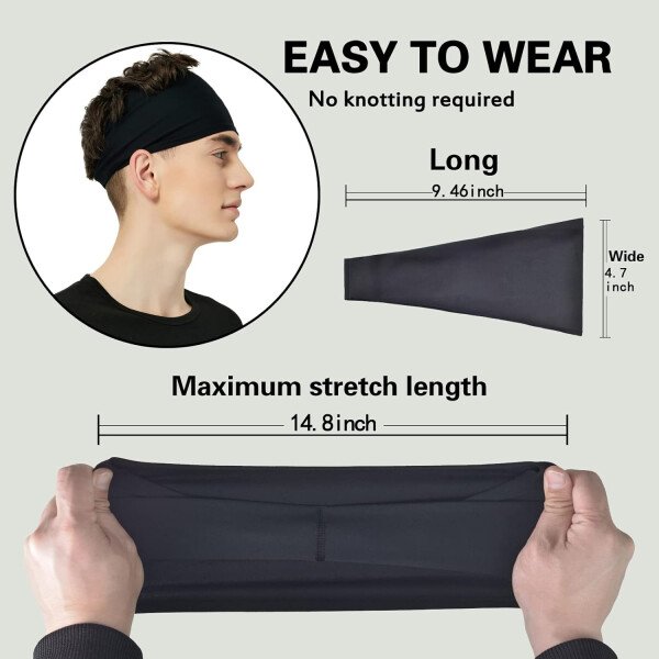 Diademas deportivas para hombres (paquete de 5), diadema de entrenamiento que absorbe la humedad, diademas para correr, ciclismo, fútbol, yoga, banda para el cabello para mujeres y hombres - Imagen 10