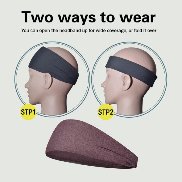 Diademas deportivas para hombres (paquete de 5), diadema de entrenamiento que absorbe la humedad, diademas para correr, ciclismo, fútbol, yoga, banda para el cabello para mujeres y hombres - Imagen 14
