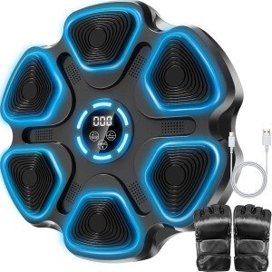 Máquina de boxeo de música, punzonadora de música de gran tamaño para adultos y niños, objetivo de boxeo interactivo montado en la pared con guantes, regalo para hombres