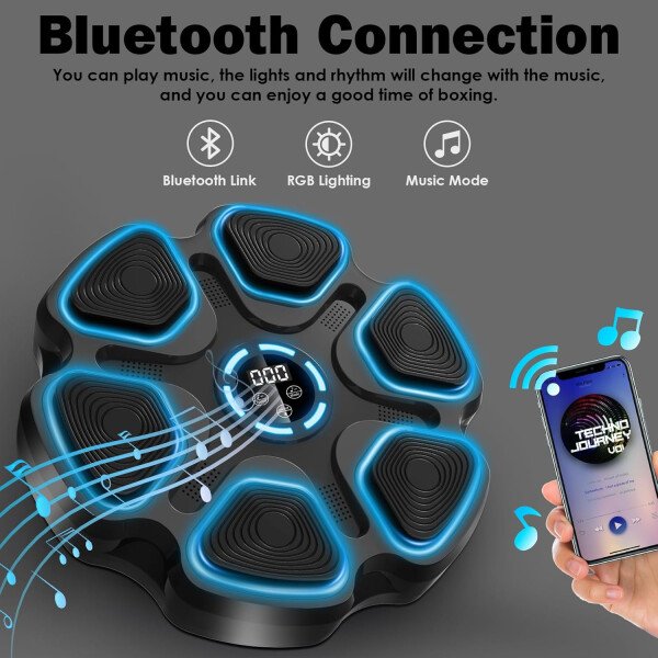 Máquina de boxeo de música, punzonadora de música de gran tamaño para adultos y niños, objetivo de boxeo interactivo montado en la pared con guantes, regalo para hombres - Image 3