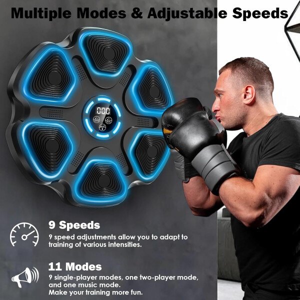 Máquina de boxeo de música, punzonadora de música de gran tamaño para adultos y niños, objetivo de boxeo interactivo montado en la pared con guantes, regalo para hombres - Image 4