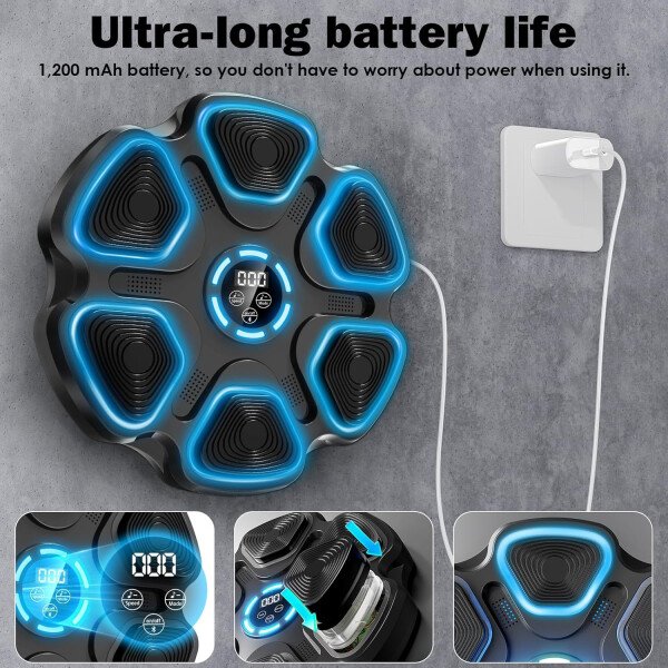 Máquina de boxeo de música, punzonadora de música de gran tamaño para adultos y niños, objetivo de boxeo interactivo montado en la pared con guantes, regalo para hombres - Image 5