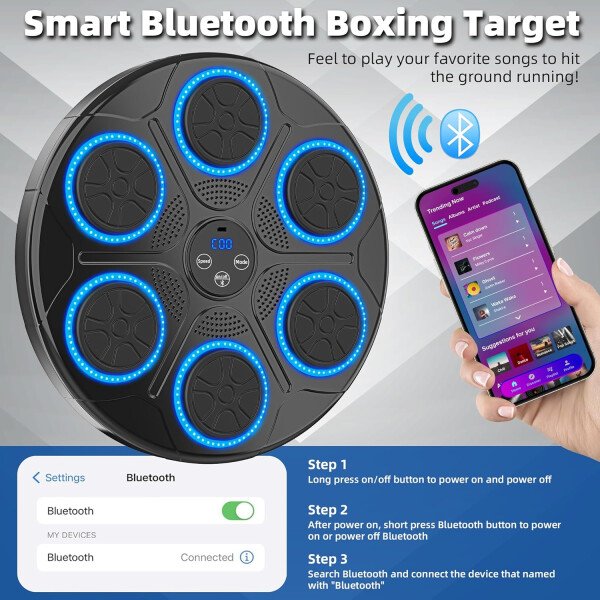 Music Punching Machine Boxing for Kids/Adults, 9 Modes & 9 Speeds Bluetooth Arcade Machine with Boxing Gloves, Large Size Wall Mounted Punching Boxing Equipment - Imagen 4