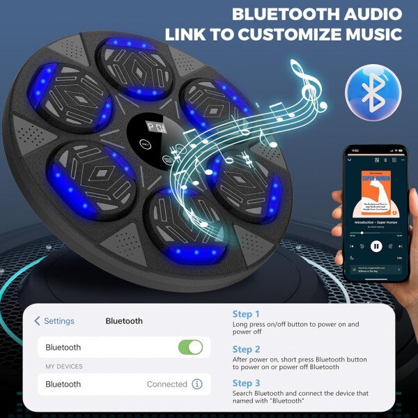 Máquina de boxeo de música, máquina de montaje en pared para niños y adultos, máquina de entrenamiento de boxeo inteligente Bluetooth con guantes de boxeo, equipo de entrenamiento de boxeo - Imagen 2