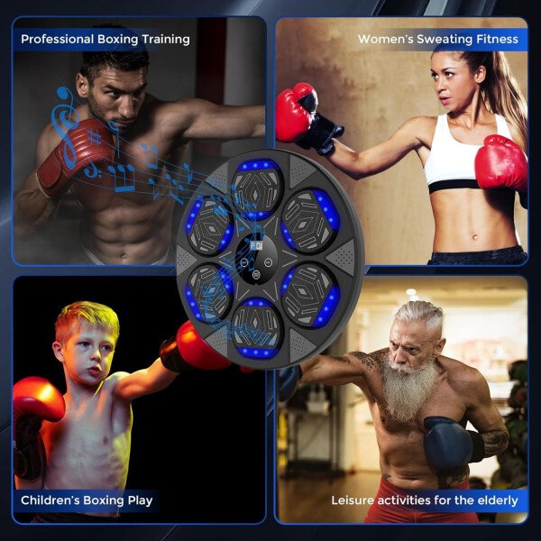 Máquina de boxeo de música, máquina de montaje en pared para niños y adultos, máquina de entrenamiento de boxeo inteligente Bluetooth con guantes de boxeo, equipo de entrenamiento de boxeo - Imagen 5