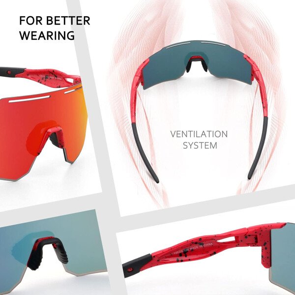 Ukoly Lentes de sol polarizados para ciclismo con 3 micas intercambiables, lentes deportivos y para béisbol para hombres y mujeres - Image 9