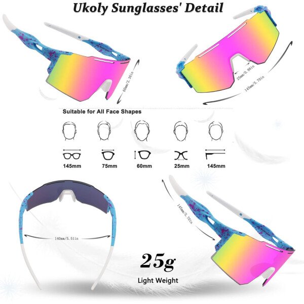 Ukoly Lentes de sol polarizados para ciclismo con 3 micas intercambiables, lentes deportivos y para béisbol para hombres y mujeres - Image 33