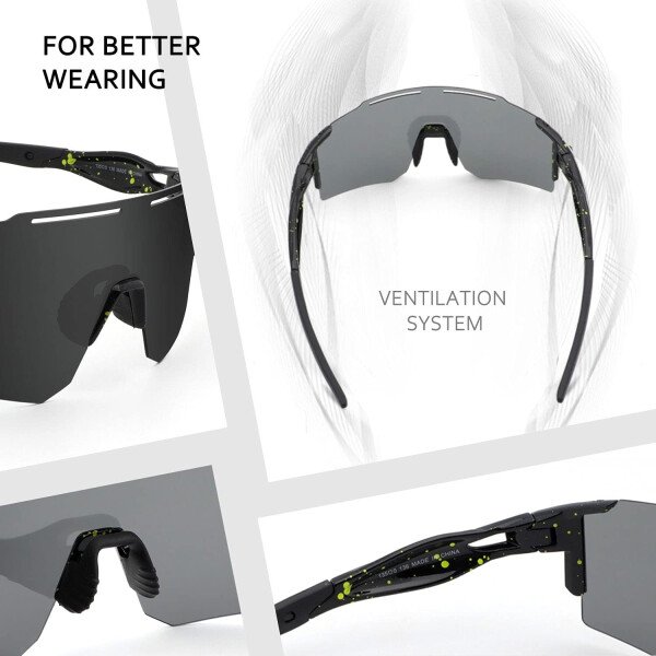 Ukoly Lentes de sol polarizados para ciclismo con 3 micas intercambiables, lentes deportivos y para béisbol para hombres y mujeres - Image 48