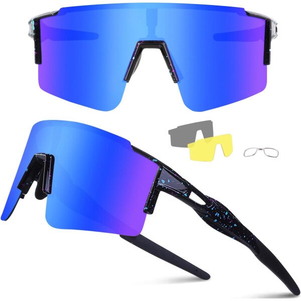 Ukoly Lentes de sol polarizados para ciclismo con 3 micas intercambiables, lentes deportivos y para béisbol para hombres y mujeres - Image 72