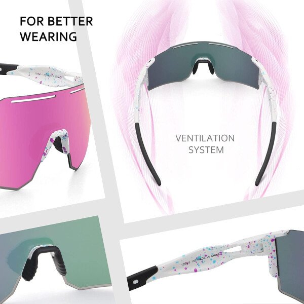 Ukoly Lentes de sol polarizados para ciclismo con 3 micas intercambiables, lentes deportivos y para béisbol para hombres y mujeres - Image 76