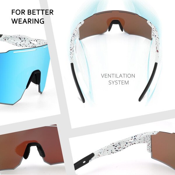 Ukoly Lentes de sol polarizados para ciclismo con 3 micas intercambiables, lentes deportivos y para béisbol para hombres y mujeres - Image 82