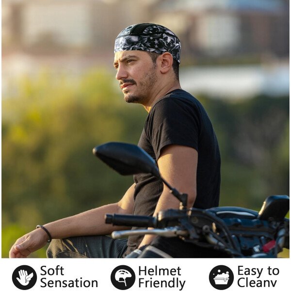 Gorro con forro para casco de calavera, malla de enfriamiento para hombres y mujeres, se adapta debajo de los cascos - Imagen 25