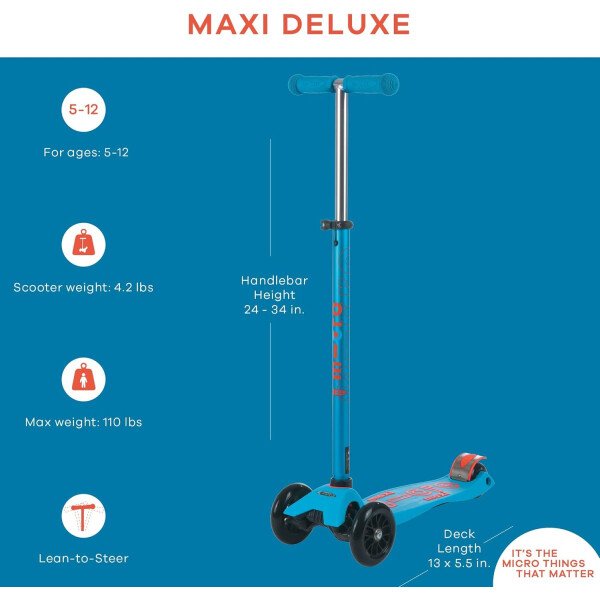 Micro Kickboard - Maxi Deluxe de 3 ruedas, inclinado para conducir, scooter Micro de diseño suizo para niños, de 5 a 12 años - Imagen 18