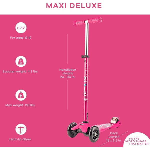 Micro Kickboard - Maxi Deluxe de 3 ruedas, inclinado para conducir, scooter Micro de diseño suizo para niños, de 5 a 12 años - Imagen 30
