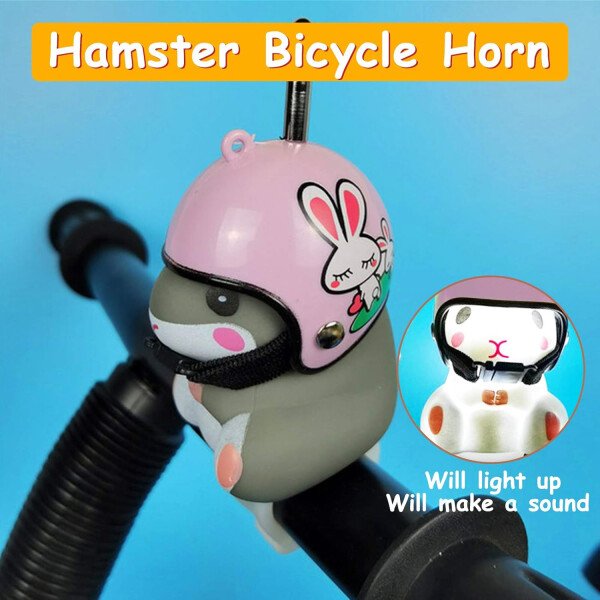wonuu Campana de bicicleta de pato con luz y casco, linda bocina de bicicleta de hámster, decoración de salpicadero, juguete de hámster, campanas de motocicleta, campanas de goma para salpicadero de - Image 2