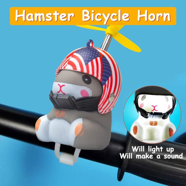 wonuu Campana de bicicleta de pato con luz y casco, linda bocina de bicicleta de hámster, decoración de salpicadero, juguete de hámster, campanas de motocicleta, campanas de goma para salpicadero de - Image 14