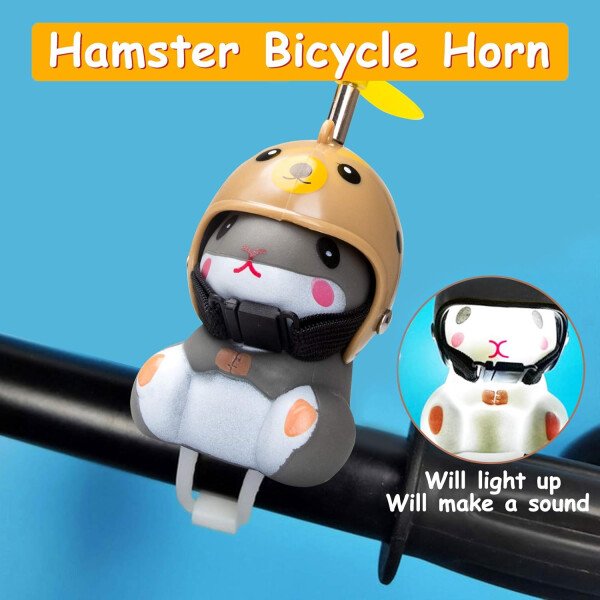 wonuu Campana de bicicleta de pato con luz y casco, linda bocina de bicicleta de hámster, decoración de salpicadero, juguete de hámster, campanas de motocicleta, campanas de goma para salpicadero de - Image 18