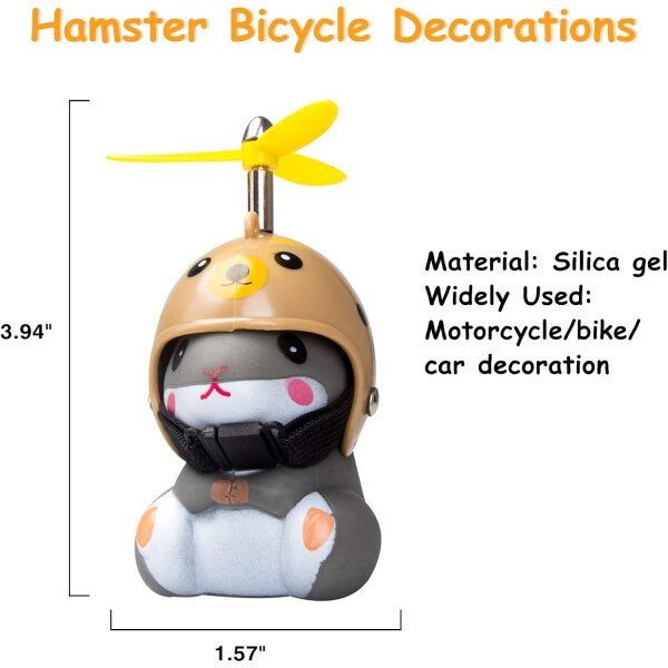 wonuu Campana de bicicleta de pato con luz y casco, linda bocina de bicicleta de hámster, decoración de salpicadero, juguete de hámster, campanas de motocicleta, campanas de goma para salpicadero de - Image 20