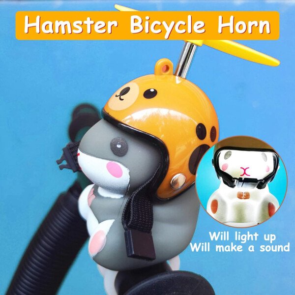 wonuu Campana de bicicleta de pato con luz y casco, linda bocina de bicicleta de hámster, decoración de salpicadero, juguete de hámster, campanas de motocicleta, campanas de goma para salpicadero de - Image 23
