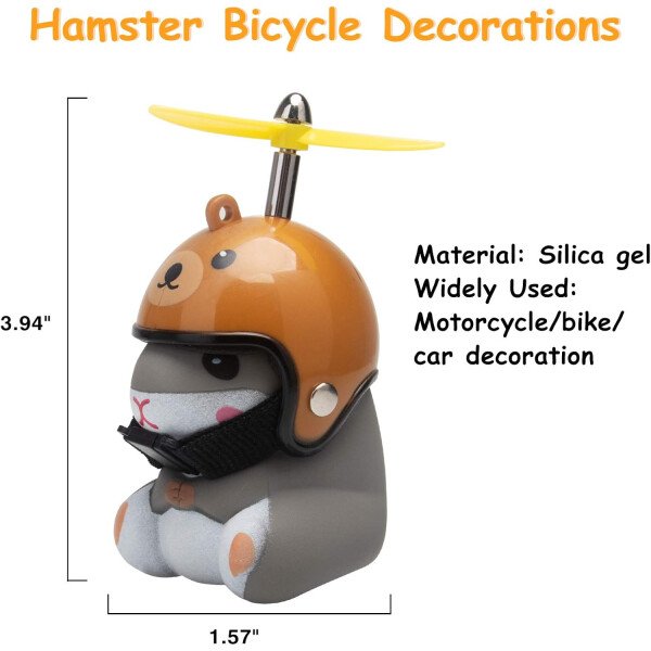 wonuu Campana de bicicleta de pato con luz y casco, linda bocina de bicicleta de hámster, decoración de salpicadero, juguete de hámster, campanas de motocicleta, campanas de goma para salpicadero de - Image 25