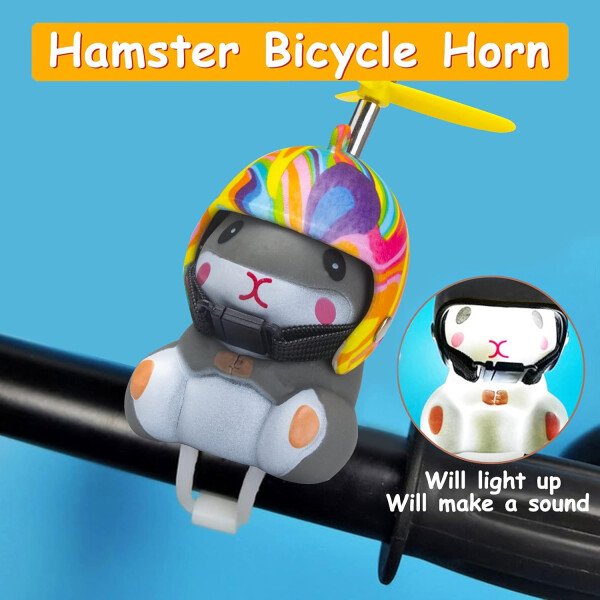 wonuu Campana de bicicleta de pato con luz y casco, linda bocina de bicicleta de hámster, decoración de salpicadero, juguete de hámster, campanas de motocicleta, campanas de goma para salpicadero de - Image 27