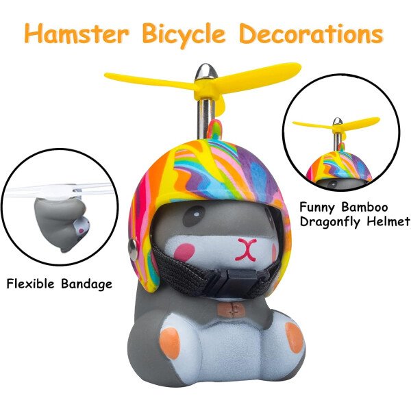 wonuu Campana de bicicleta de pato con luz y casco, linda bocina de bicicleta de hámster, decoración de salpicadero, juguete de hámster, campanas de motocicleta, campanas de goma para salpicadero de - Image 28