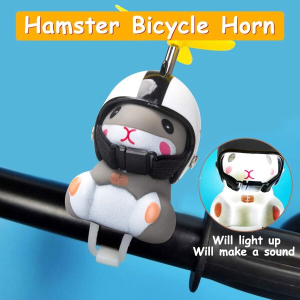 wonuu Campana de bicicleta de pato con luz y casco, linda bocina de bicicleta de hámster, decoración de salpicadero, juguete de hámster, campanas de motocicleta, campanas de goma para salpicadero de - Image 32