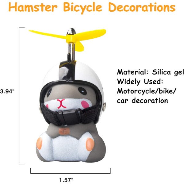 wonuu Campana de bicicleta de pato con luz y casco, linda bocina de bicicleta de hámster, decoración de salpicadero, juguete de hámster, campanas de motocicleta, campanas de goma para salpicadero de - Image 33
