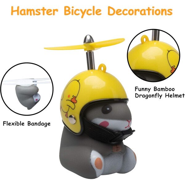wonuu Campana de bicicleta de pato con luz y casco, linda bocina de bicicleta de hámster, decoración de salpicadero, juguete de hámster, campanas de motocicleta, campanas de goma para salpicadero de - Image 37