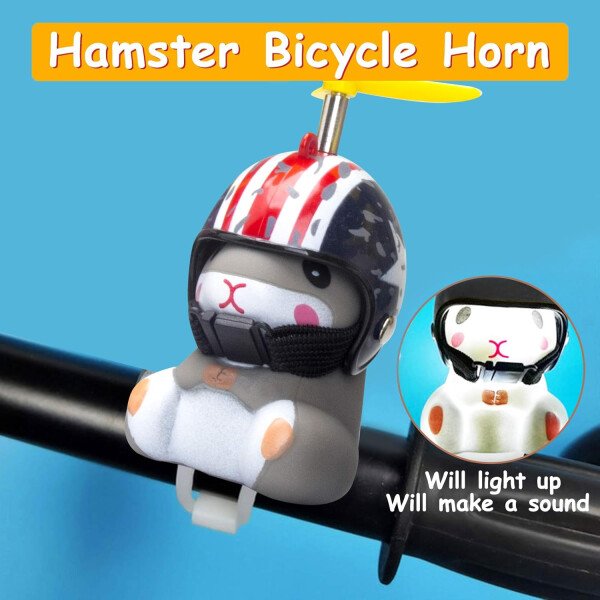 wonuu Campana de bicicleta de pato con luz y casco, linda bocina de bicicleta de hámster, decoración de salpicadero, juguete de hámster, campanas de motocicleta, campanas de goma para salpicadero de - Image 40