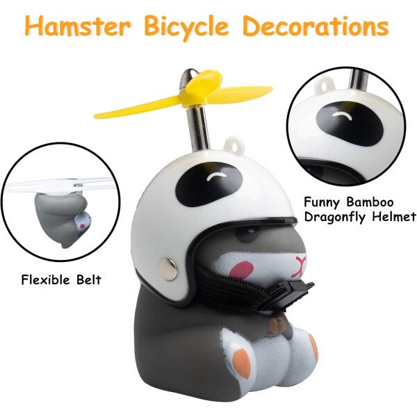 wonuu Campana de bicicleta de pato con luz y casco, linda bocina de bicicleta de hámster, decoración de salpicadero, juguete de hámster, campanas de motocicleta, campanas de goma para salpicadero de - Image 45