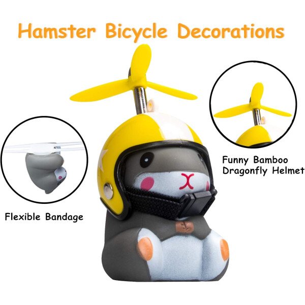 wonuu Campana de bicicleta de pato con luz y casco, linda bocina de bicicleta de hámster, decoración de salpicadero, juguete de hámster, campanas de motocicleta, campanas de goma para salpicadero de - Image 49