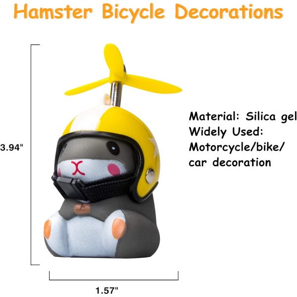 wonuu Campana de bicicleta de pato con luz y casco, linda bocina de bicicleta de hámster, decoración de salpicadero, juguete de hámster, campanas de motocicleta, campanas de goma para salpicadero de - Image 50