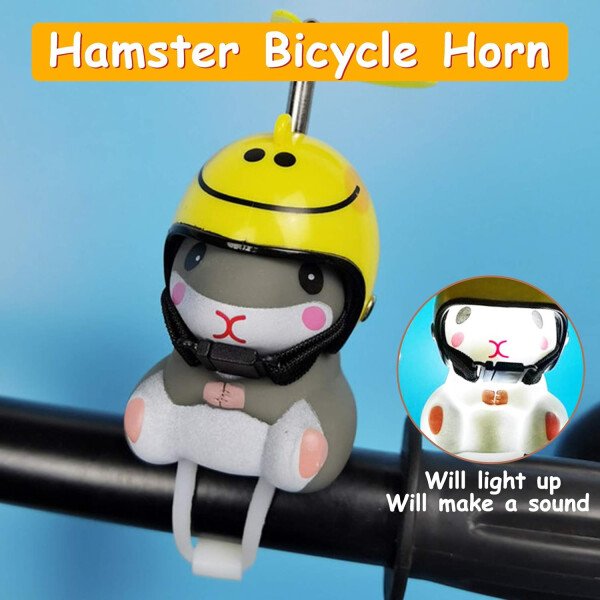wonuu Campana de bicicleta de pato con luz y casco, linda bocina de bicicleta de hámster, decoración de salpicadero, juguete de hámster, campanas de motocicleta, campanas de goma para salpicadero de - Image 56