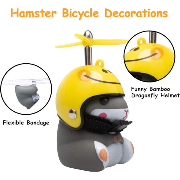 wonuu Campana de bicicleta de pato con luz y casco, linda bocina de bicicleta de hámster, decoración de salpicadero, juguete de hámster, campanas de motocicleta, campanas de goma para salpicadero de - Image 57