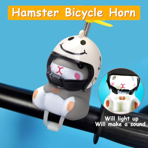wonuu Campana de bicicleta de pato con luz y casco, linda bocina de bicicleta de hámster, decoración de salpicadero, juguete de hámster, campanas de motocicleta, campanas de goma para salpicadero de - Image 64