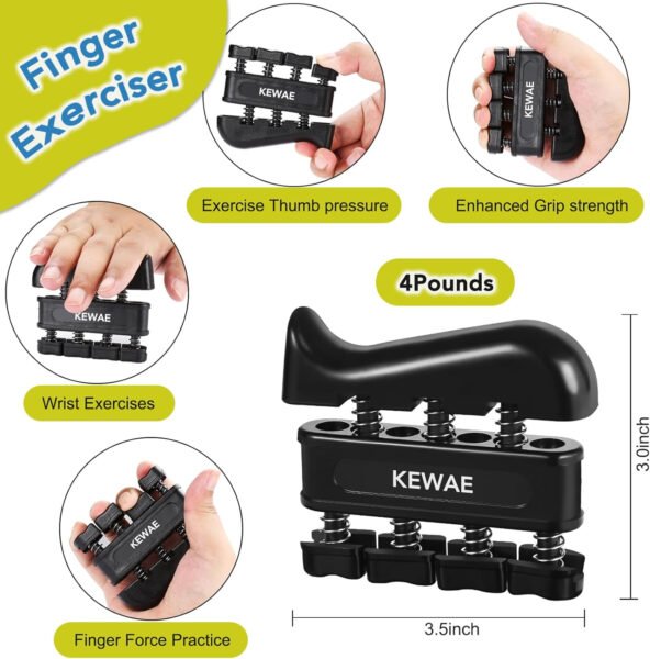 Kit de entrenamiento de fuerza de agarre, paquete de 6 con ejercitador de dedos, fortalecedor de agarre de mano, ejercitador de extensión de mano y anillo de entrenamiento de antebrazo para - Image 4