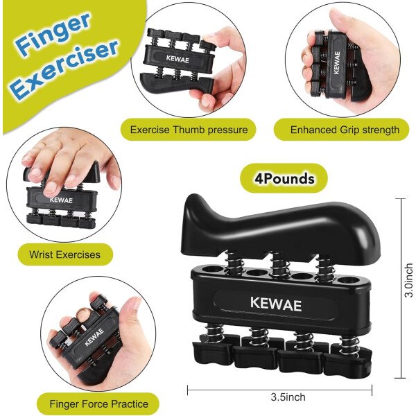Kit de entrenamiento de fuerza de agarre, paquete de 6 con ejercitador de dedos, fortalecedor de agarre de mano, ejercitador de extensión de mano y anillo de entrenamiento de antebrazo para - Imagen 4