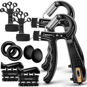 Kit de entrenamiento de fuerza de agarre de 10 piezas, fortalecedor de agarre de mano, fortalecedor de antebrazo, fortalecedor de dedos, ejercitador de dedos, pelota de alivio de estrés, anillo de