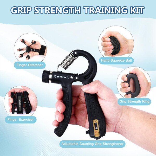 Kit de entrenamiento de fuerza de agarre de 10 piezas, fortalecedor de agarre de mano, fortalecedor de antebrazo, fortalecedor de dedos, ejercitador de dedos, pelota de alivio de estrés, anillo de - Image 2