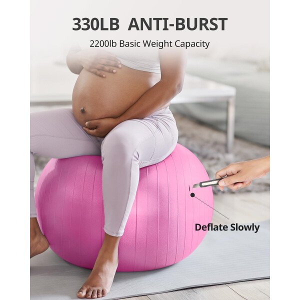 Trideer Pelota de yoga extra gruesa, 5 tamaños, pelota de gimnasio, silla de pelota resistente para equilibrio, estabilidad, embarazo, bomba rápida incluida - Image 28