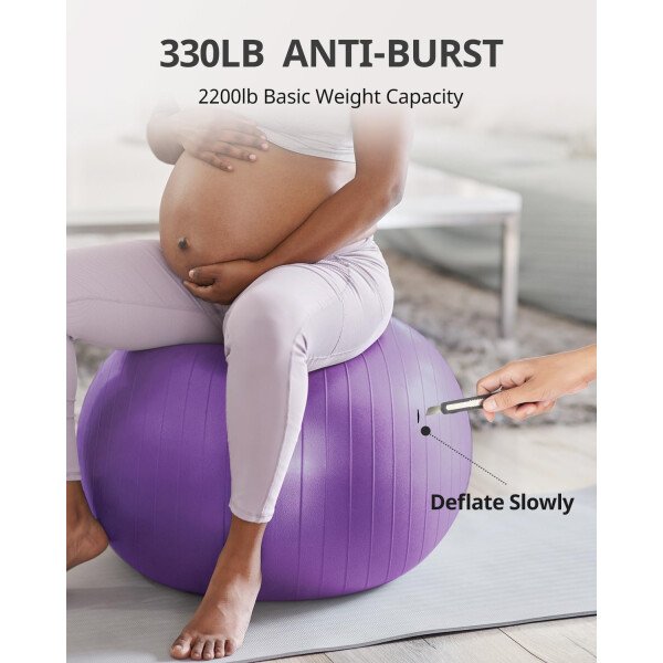 Trideer Pelota de yoga extra gruesa, 5 tamaños, pelota de gimnasio, silla de pelota resistente para equilibrio, estabilidad, embarazo, bomba rápida incluida - Image 58