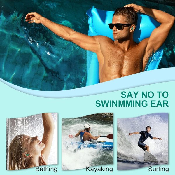 Tapones para los oídos de natación para adultos, 3 pares impermeables y reutilizables de silicona para natación, surf, esnórquel, ducha y piscina de agua, playa, océano (adultos y adolescentes mayores - Image 6