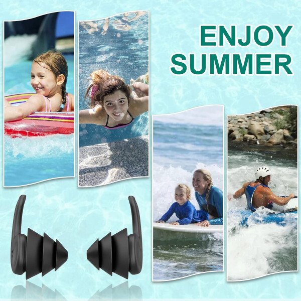 Tapones para los oídos de natación para adultos, 3 pares impermeables y reutilizables de silicona para natación, surf, esnórquel, ducha y piscina de agua, playa, océano (adultos y adolescentes mayores - Image 7