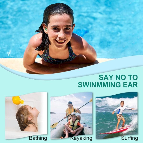 Tapones para los oídos de natación para adultos, 3 pares impermeables y reutilizables de silicona para natación, surf, esnórquel, ducha y piscina de agua, playa, océano (adultos y adolescentes mayores - Image 15